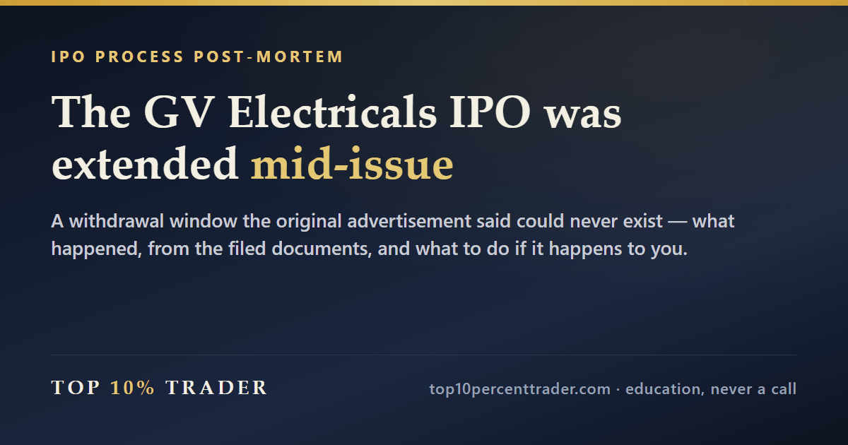 The GV Electricals IPO was extended mid-issue — a process post-mortem from the filed documents